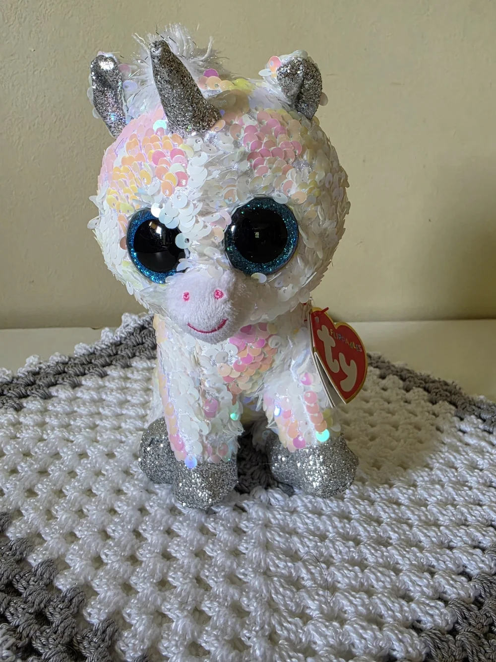 TY Sequin Unicorn Plush - White & Pink Sparkle